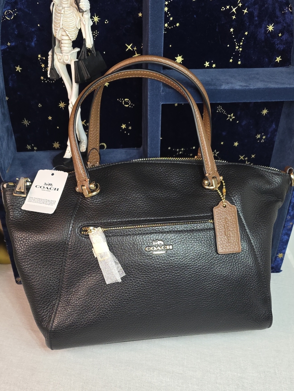 Coach Prairie Satchel in Pebbled Leather With Crossbody Strap